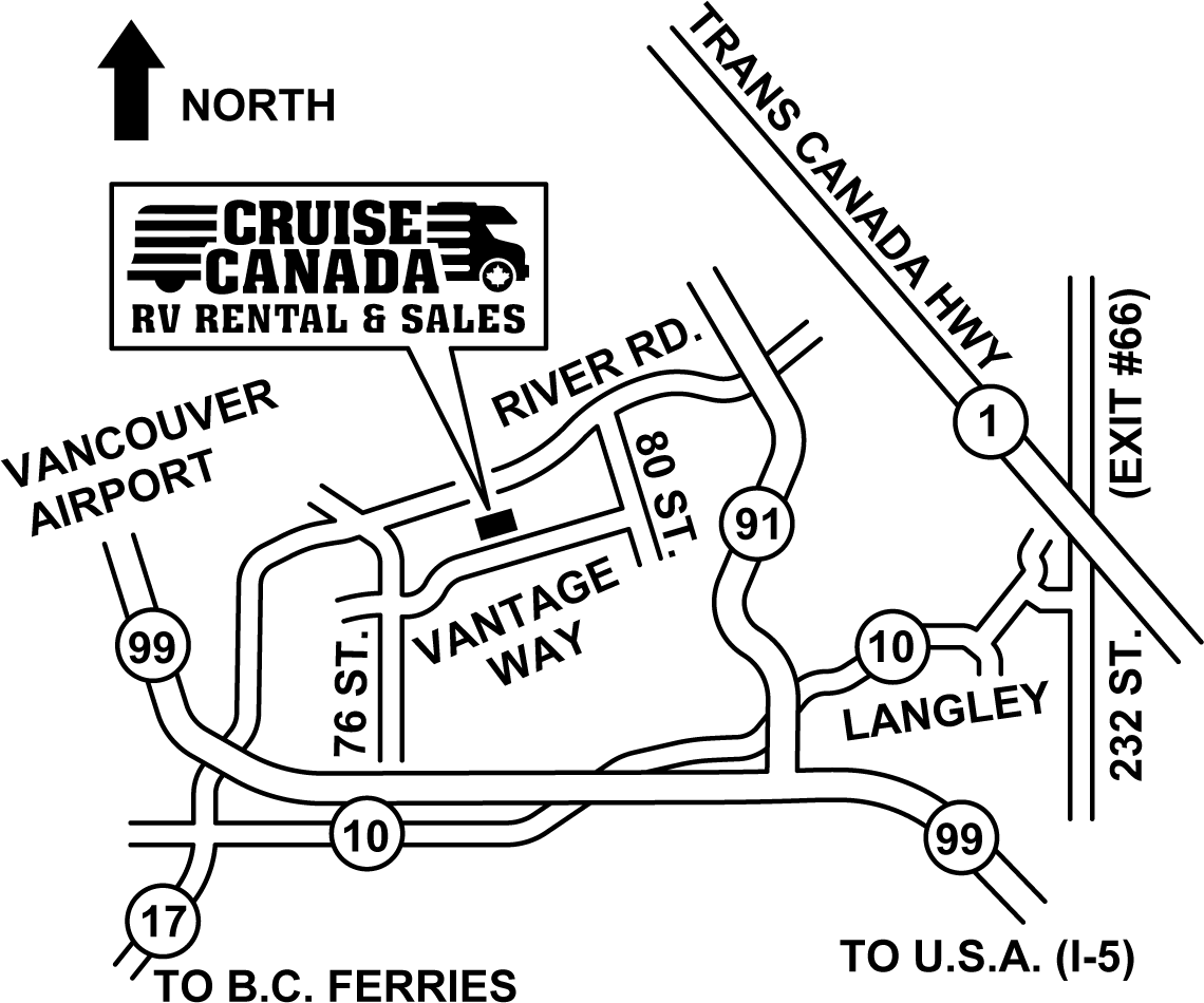 Pontos de retirada da Cruise America - Vancouver